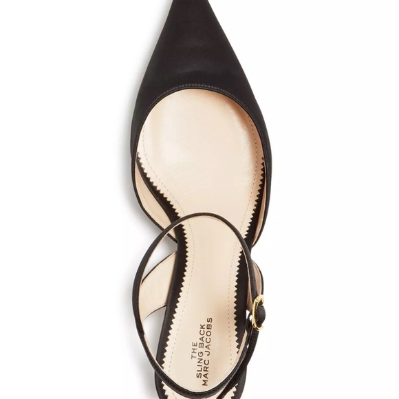 NIB MARC JACOBS Womens Black The Slingback Toe Sculpted Heel Leather Pumps 36 - Picture 11 of 12
